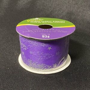 ❤️‍🔥 Holiday Time Sheer Purple Silver Christmas Trees Craft Ribbon 2” x 108”